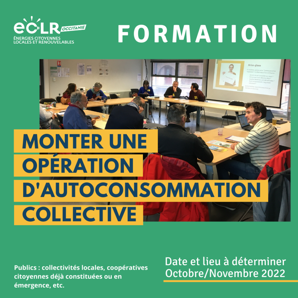 25 Novembre 2022 | Formation – Monter une opération d’autoconsommation collective (Toulouse, 9h-17h)